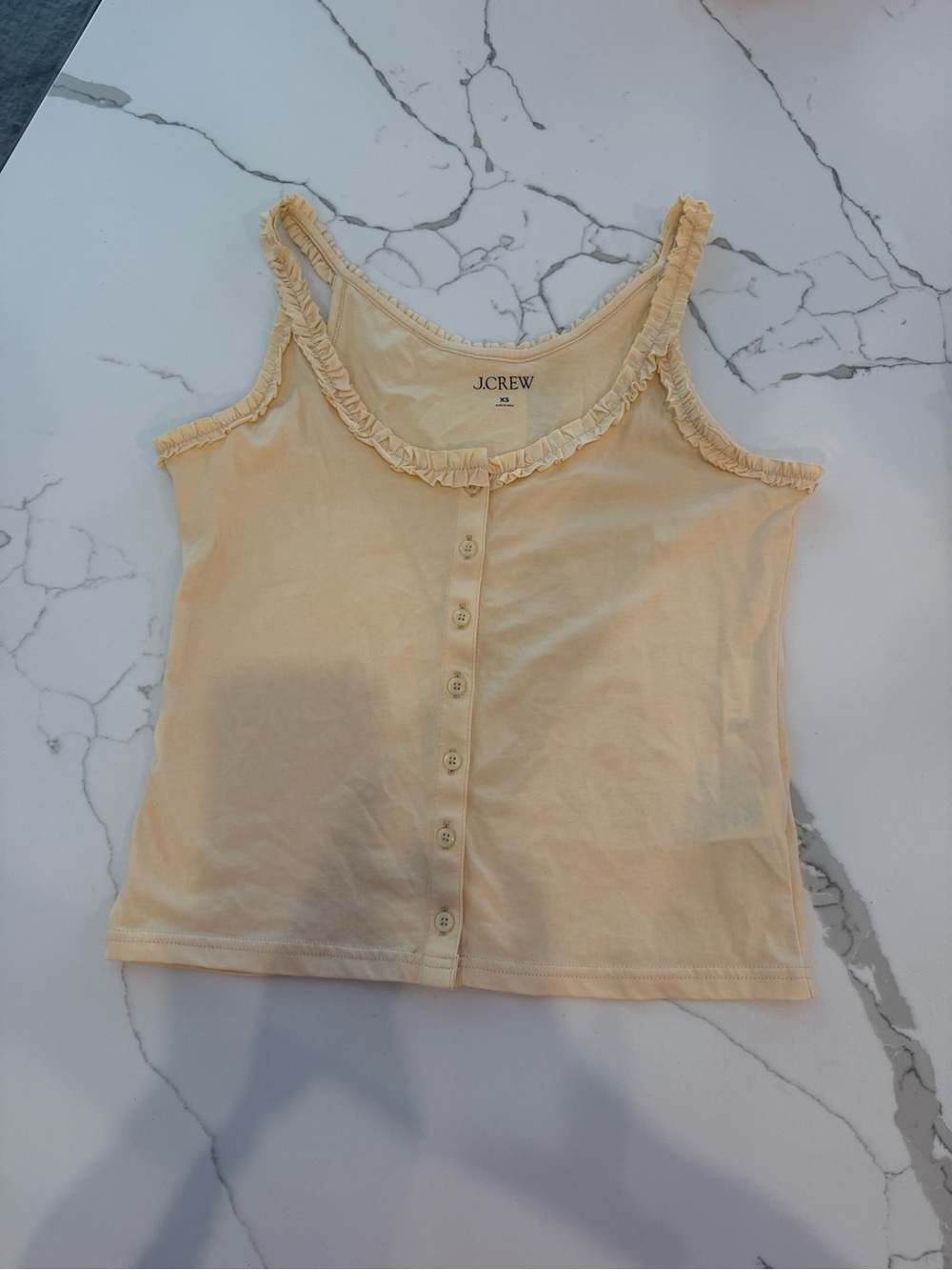 J.Crew Cream Ruffle Trim Button Front Tank n